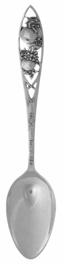 Florida Souvenir Spoon Miami-Oranges On Handle - No Box by Unknown Mfg Silver-1