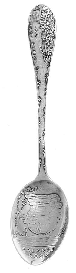 Colorado Souvenir Spoon Pikes Peak Balance Rock - No Box by Unknown Mfg Silver-1