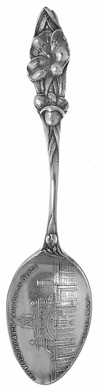 Colorado Souvenir Spoon Welcome Arch-Denver - No Box by Unknown Mfg Silver-1