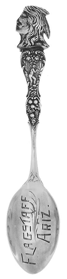 Arizona Souvenir Spoon Flagstaff-Indian Head - No Box by Unknown Mfg Silver-1