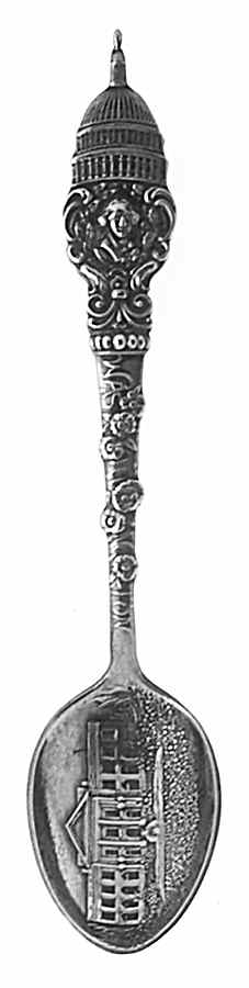 Washington D.C. Souvenir Spoon White House-Capitol On Handle - No Box by Unknown Mfg Silver-1
