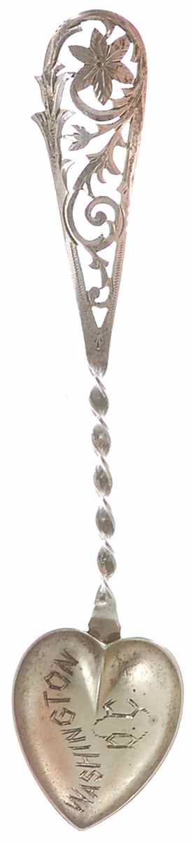 Washington D.C. Souvenir Spoon Heart Shaped Bowl-Pierced Handle - No Box by Unknown Mfg Silver-1
