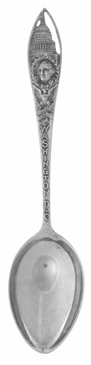 Washington D.C. Souvenir Spoon The Capitol-Mt Vernon On Back - No Box by Unknown Mfg Silver-1