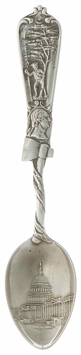 Washington D.C. Souvenir Spoon Washington Chopping Down Cherry Tree - No Box by Unknown Mfg Silver-1
