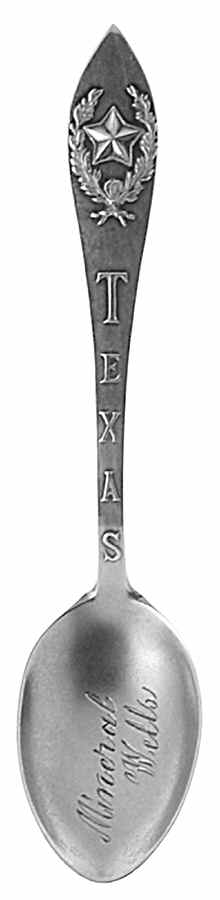 Texas Souvenir Spoon Mineral Wells - No Box by Unknown Mfg Silver-1