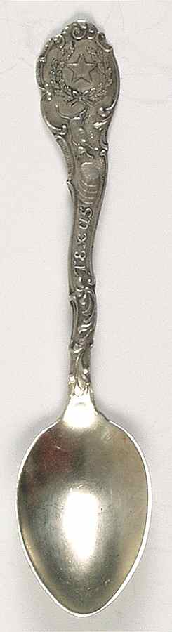 Texas Souvenir Spoon San Antonio 1898-Demitasse - No Box by Unknown Mfg Silver-1