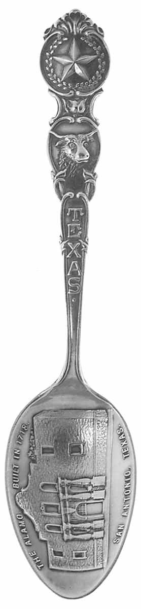 Texas Souvenir Spoon The Alamo-San Antonio - No Box by Unknown Mfg Silver-1