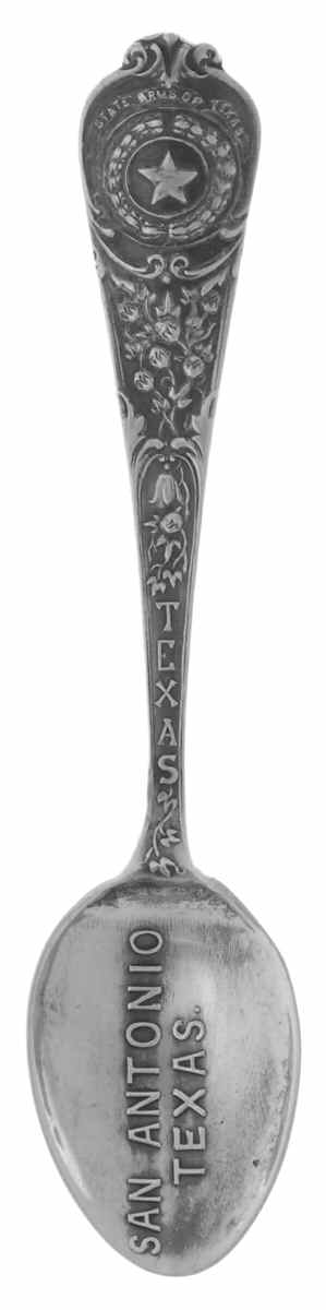 Texas Souvenir Spoon San Antonio - No Box by Unknown Mfg Silver-1