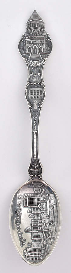 Ohio Souvenir Spoon Heart Of Cleveland - Landmarks - No Box by Unknown Mfg Silver-1