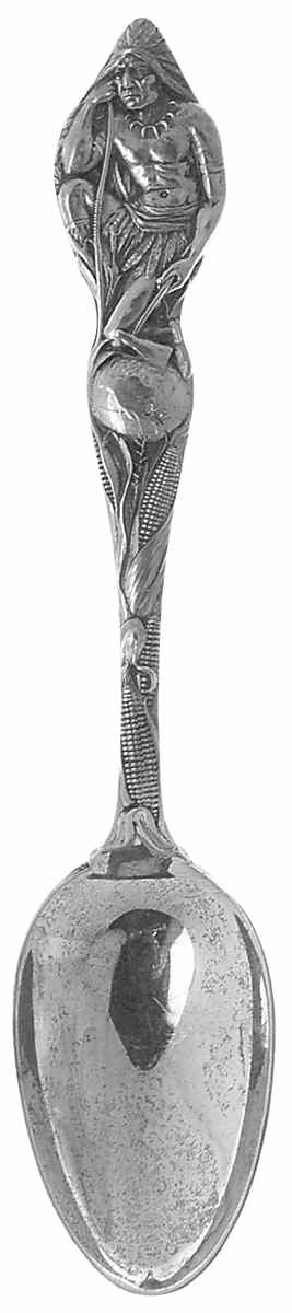 Ohio Souvenir Spoon Indian And Corn Handle - No Box by Unknown Mfg Silver-1