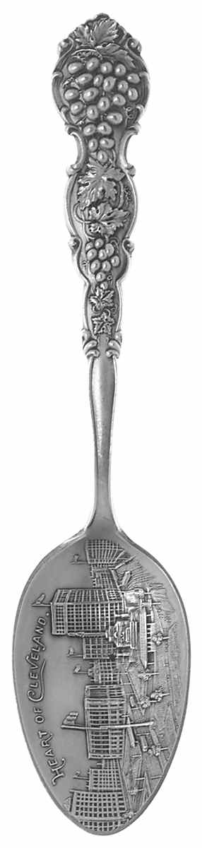 Ohio Souvenir Spoon Heart Of Cleveland - Grapes - No Box by Unknown Mfg Silver-1