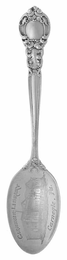Pennsylvania Souvenir Spoon Carnegie-Carnegie Library - No Box by Unknown Mfg Silver-1