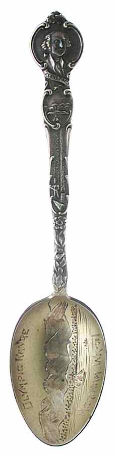 Washington State Souvenir Spoon Olympic Range-Hoquiam Wa - No Box by Unknown Mfg Silver-1