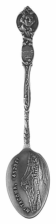 Washington State Souvenir Spoon Mt Tacoma, 14529ft - No Box by Unknown Mfg Silver-1