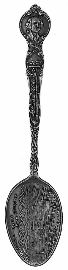 Washington State Souvenir Spoon Olympic Range, Seattle - No Box by Unknown Mfg Silver-1