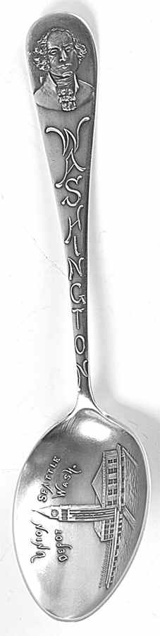 Washington State Souvenir Spoon Union Depot, Seattle - No Box by Unknown Mfg Silver-1