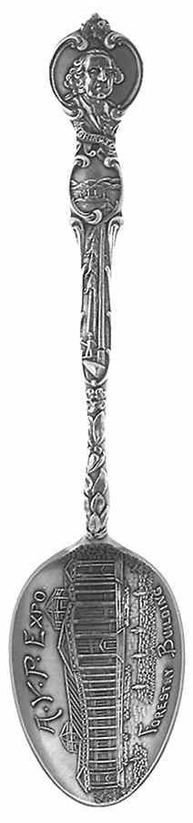 Washington State Souvenir Spoon Alaska,Yukon,Pacific Expo Forestry Bldg  - No Box by Unknown Mfg Silver-1