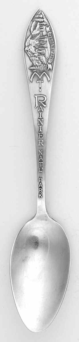 Washington State Souvenir Spoon Mt. Rainier Park-14408 Ft - No Box by Unknown Mfg Silver-1