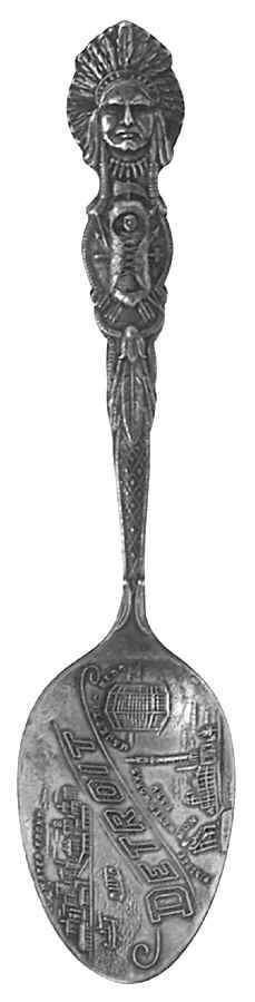 Michigan Souvenir Spoons Indian Handle - No Box by Unknown Mfg Silver-1