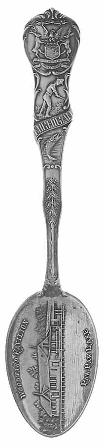 Michigan Souvenir Spoons Woodard Pavilion, Paw Paw Lake - No Box by Unknown Mfg Silver-1