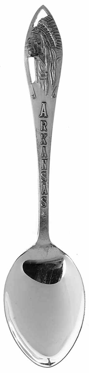 Arkansas Souvenir Spoon Arkansas Indian Chief - No Box by Unknown Mfg Silver-1