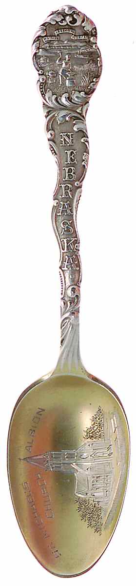 Nebraska Souvenir Spoon St. Michael's Church Eng. Mary - No Box by Unknown Mfg Silver-1
