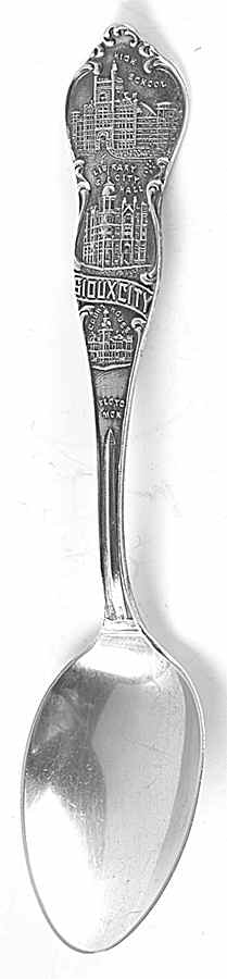 Iowa Souvenir Spoon Sioux City Landmarks 1909 - No Box by Unknown Mfg Silver-1