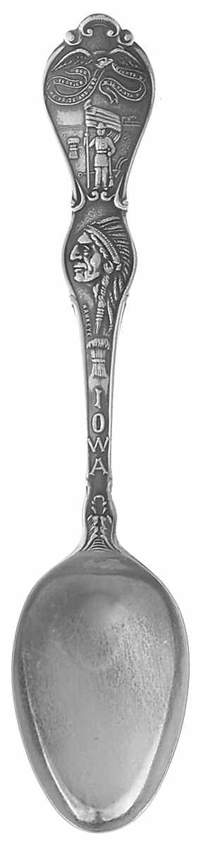 Iowa Souvenir Spoon Iowa-Hawkeye - No Box by Unknown Mfg Silver-1