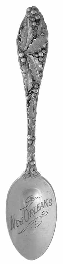 Louisiana Souvenir Spoon New Orleans-Holly&Berries Handle - No Box by Unknown Mfg Silver-1