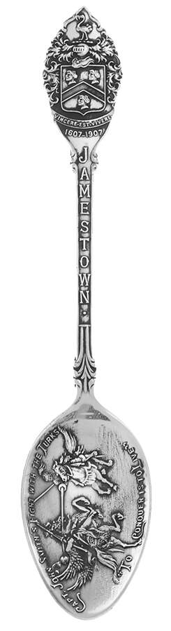 Virginia Souvenir Spoon Jamestown;1607-1907;Capt.John Smith's  - No Box by Unknown Mfg Silver-1