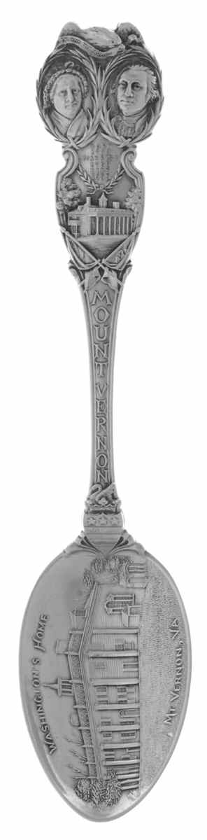 Virginia Souvenir Spoon Mount Vernon-George & Martha - No Box by Unknown Mfg Silver-1