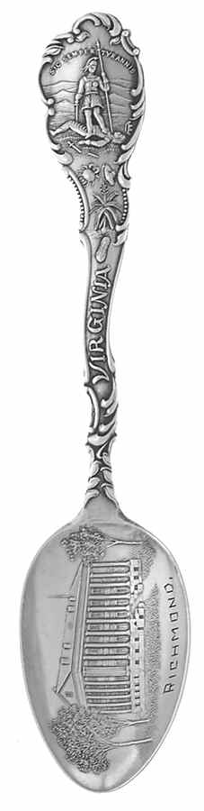 Virginia Souvenir Spoon Richmond-Sic Semper Tyrannis - No Box by Unknown Mfg Silver-1
