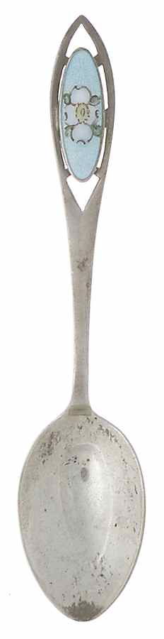 Virginia Souvenir Spoon Jamestown-Enamel Flower - No Box by Unknown Mfg Silver-1