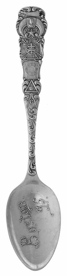 Massachusetts Souvenir Spoon Boston-Masonic Emblems On Handle - No Box by Unknown Mfg Silver-1