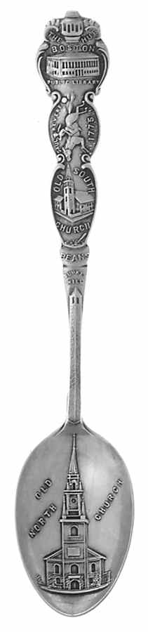 Massachusetts Souvenir Spoon Old North Church-Old South Church - No Box by Unknown Mfg Silver-1