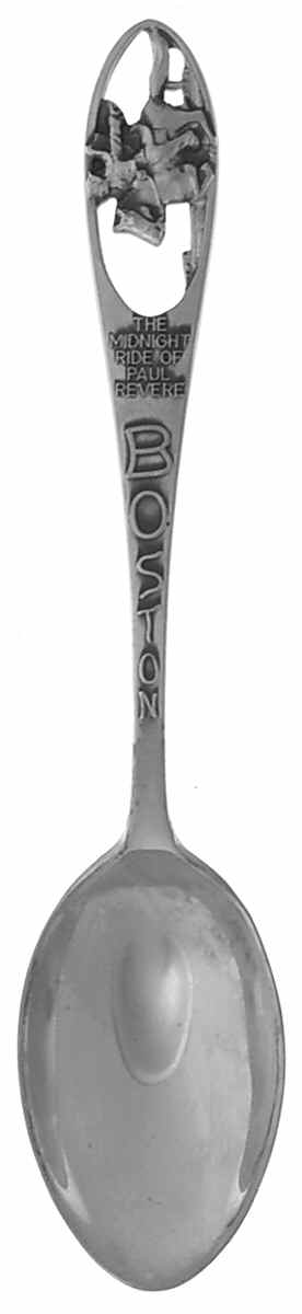 Massachusetts Souvenir Spoon Boston-Midnight Ride Of Paul Revere - No Box by Unknown Mfg Silver-1