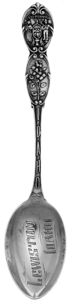 Idaho Souvenir Spoon Lewiston-5 O'Clock Teaspoon - No Box by Unknown Mfg Silver-1