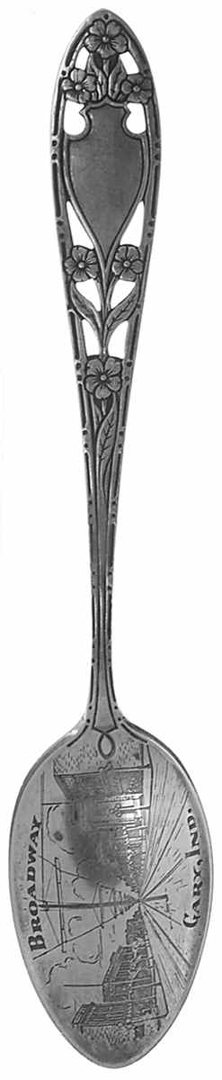 Indiana Souvenir Spoon Broadway-Gary - No Box by Unknown Mfg Silver-1