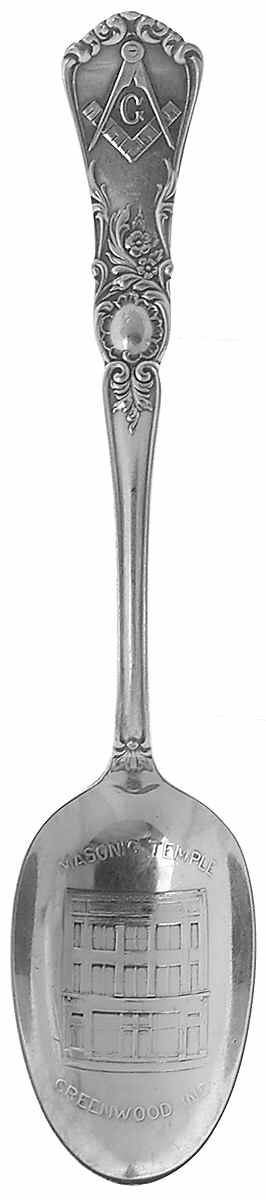 Indiana Souvenir Spoon Masonic Temple Indiana - No Box by Unknown Mfg Silver-1