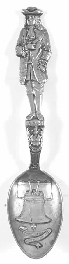 Various Sterling Souvenir Spoons William Penn/Liberty Bell-Teaspoon - No Box by Unknown Mfg Silver-1