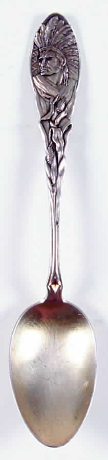 Various Sterling Souvenir Spoons Indiian Chief-Teaspoon - No Box by Unknown Mfg Silver-1