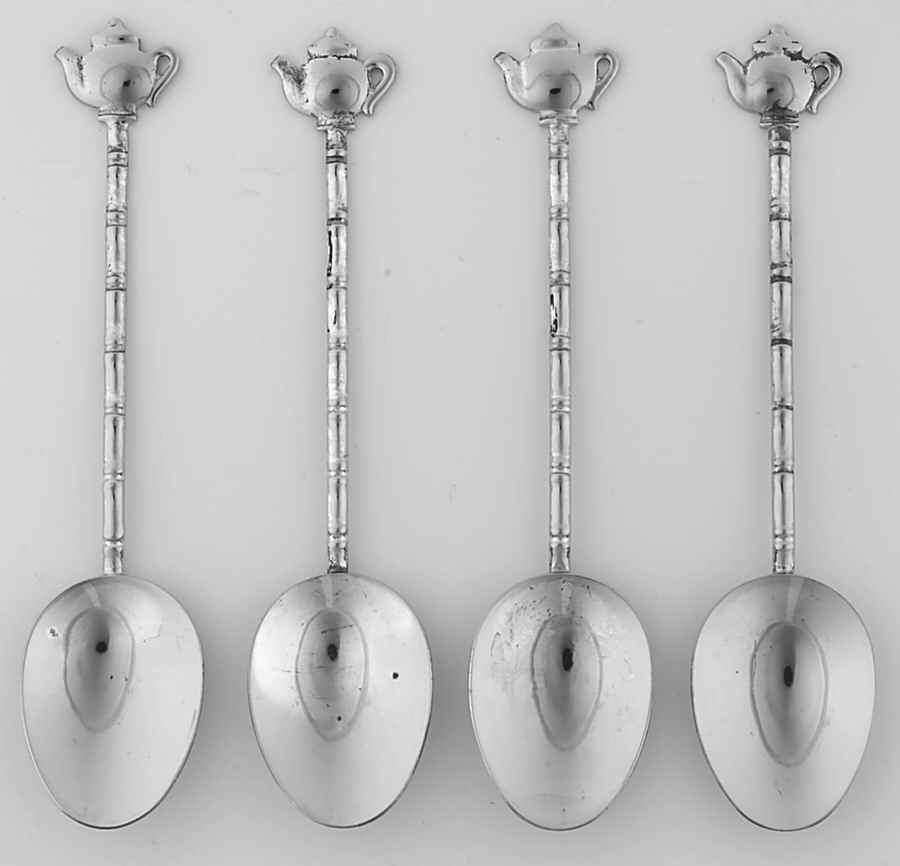 Various Sterling Souvenir Spoons Tea Pot Handle-Set Of 4 - No Box by Unknown Mfg Silver-1