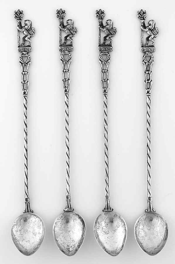 Various Sterling Souvenir Spoons Firenze Lion On Handle-Set Of 4 - No Box by Unknown Mfg Silver-1