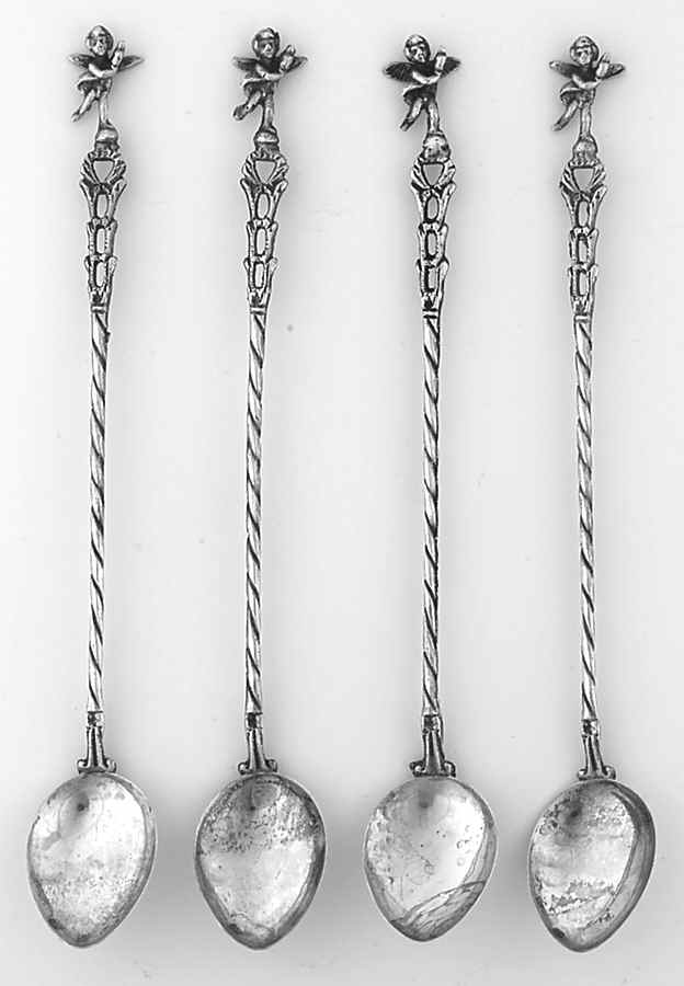 Various Sterling Souvenir Spoons Angel On Handle-Set Of 4 - No Box by Unknown Mfg Silver-1