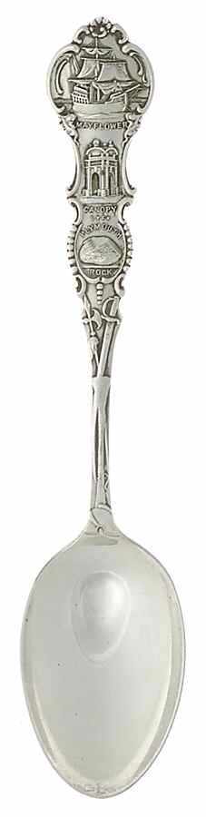 Various Sterling Souvenir Spoons Mayflower-Plymouth Rock - No Box by Unknown Mfg Silver-1