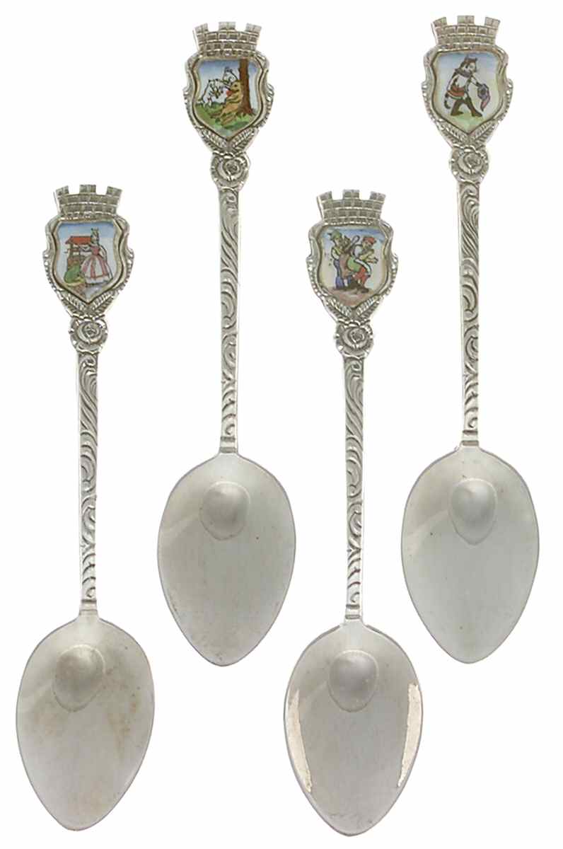 Various Sterling Souvenir Spoons Germany-Set Of 4 - No Box 108 by Unknown Mfg Silver-1