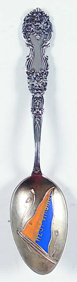 West Virginia Souvenir Spoon Enameled Bowl-Teaspoon  - No Box by Unknown Mfg Silver-1