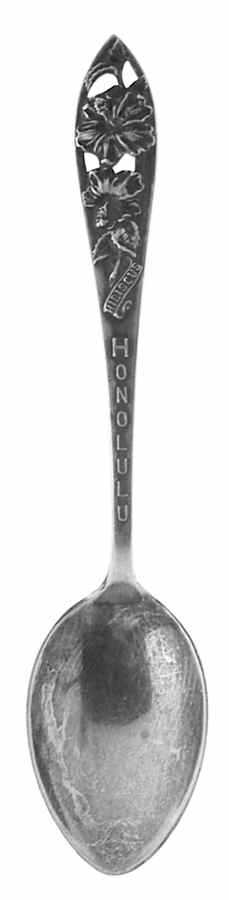 Hawaii Souvenir Spoon Honululu-Hibiscus - No Box by Unknown Mfg Silver-1