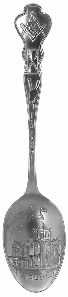 Hawaii Souvenir Spoon Honolulu Masonic Temple - No Box by Unknown Mfg Silver-1