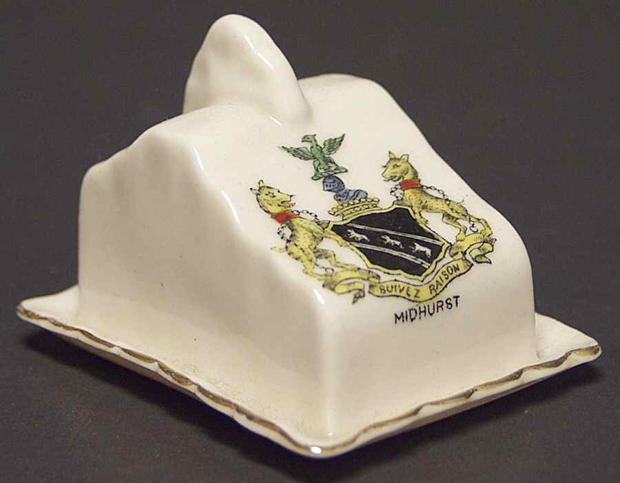 British Crested Ware Cheese Dish-Midhurst - No Box by Unknown Manufacturer-1